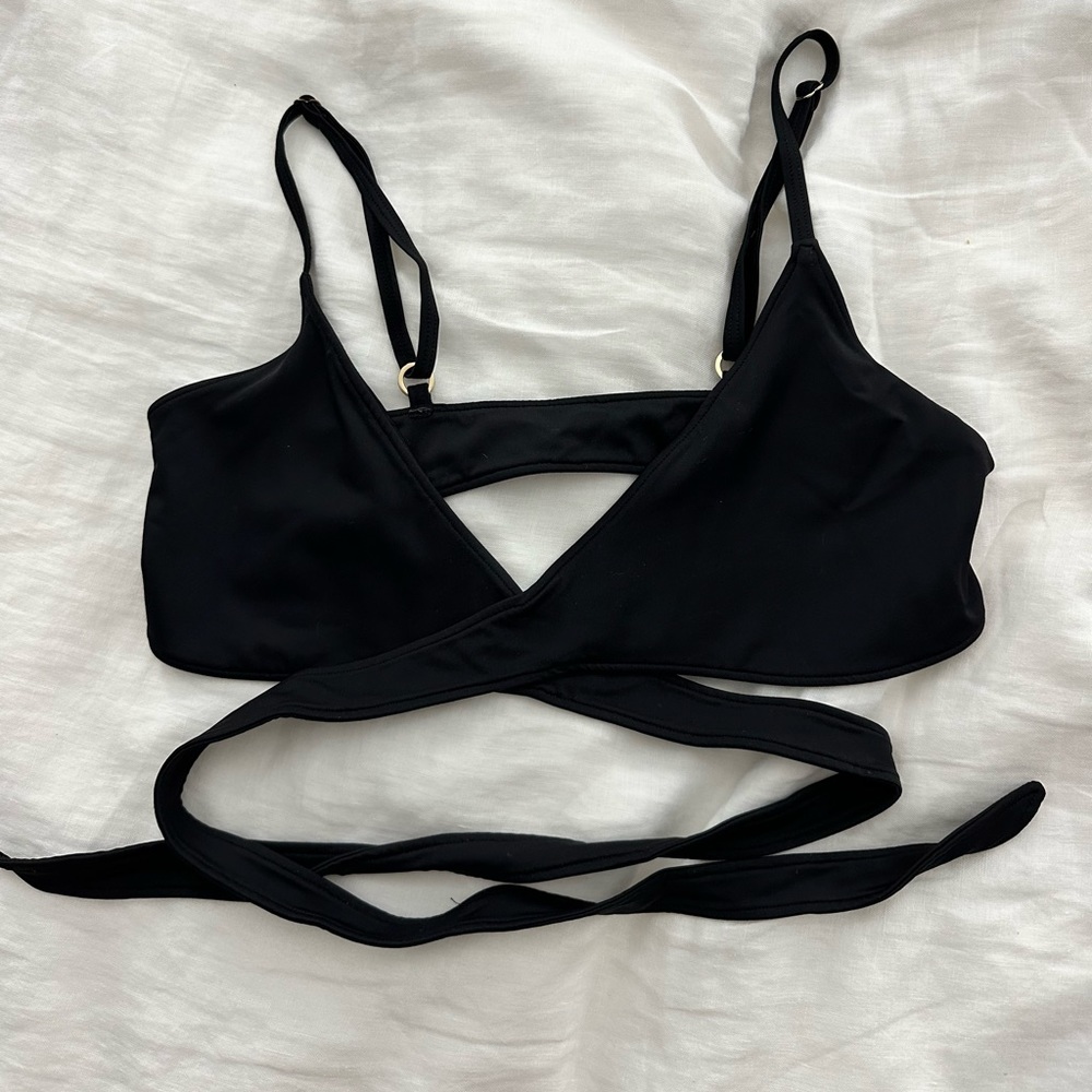 Monday Swimwear Black Wrap Top